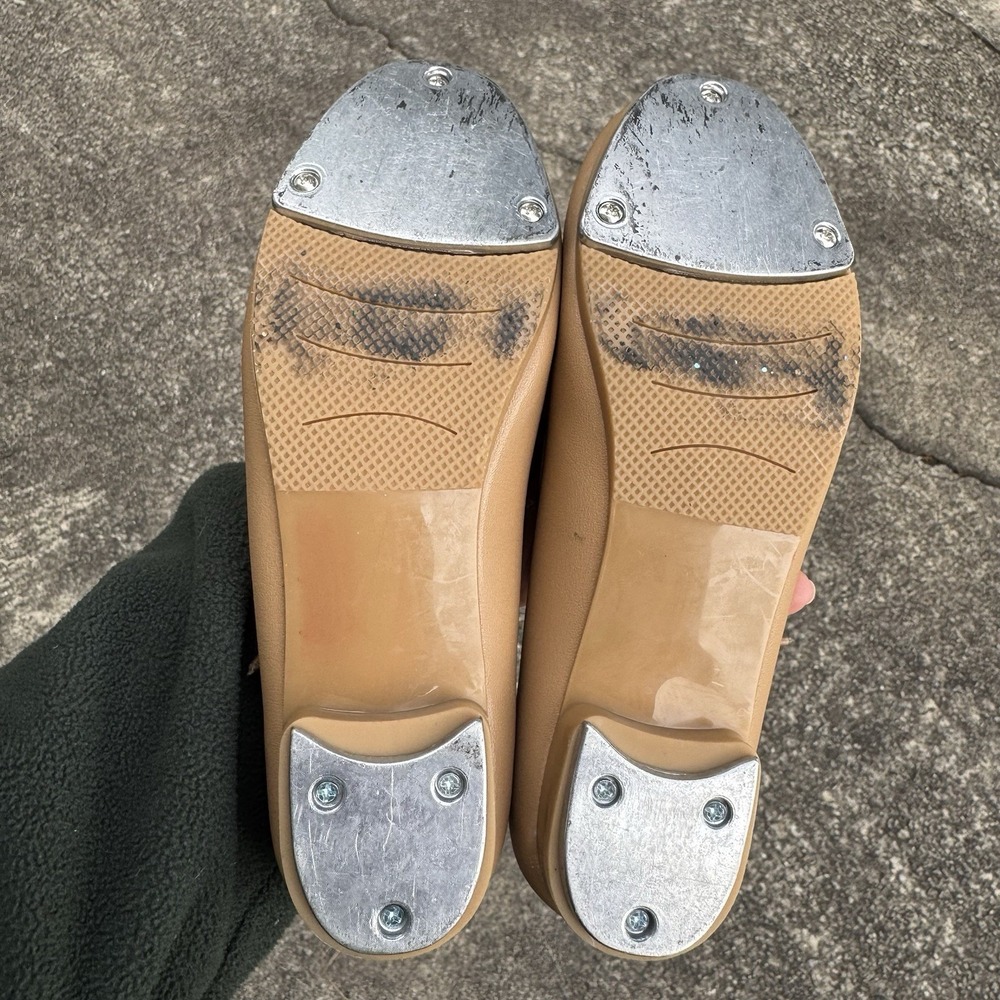Girls Tan Tap Shoes Size 3.5 A Nude Tan Heeled - Picture 9 of 10